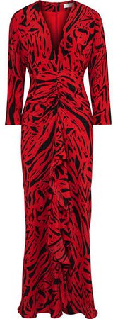 RIXO London - Adriana Animal-print Silk Maxi Dress - Red