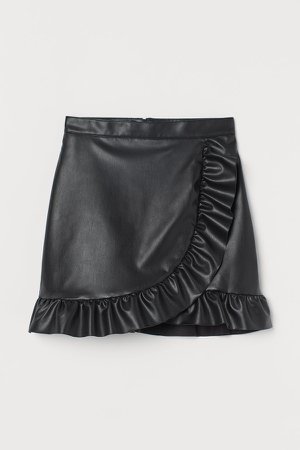 Ruffle-trimmed Short Skirt - Black