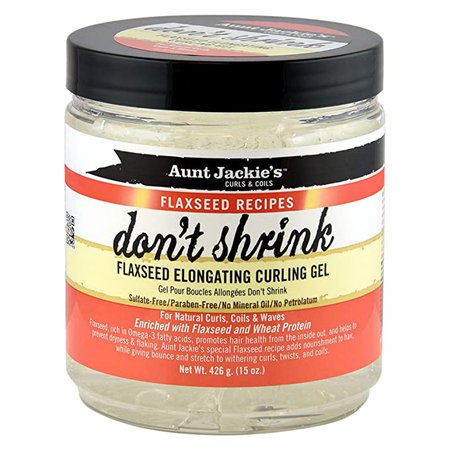 Amazon.com : Aunt Jackie's Flaxseed Recipes Don't Shrink Elongating Hair Curling Gel for Natural Curls, Coils and Waves, Helps Prevent Dryness and Flaking, 15 oz : Beauty