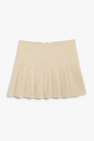 Classic pinstriped pleated mini skirt - Beige and pinstriped - Monki WW