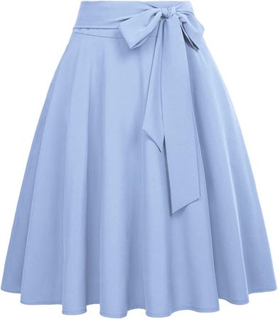 Ladies Aline Street Skirts High Waisted Skirt Light Blue Skirt with Pockets, M at Amazon Women’s Clothing store