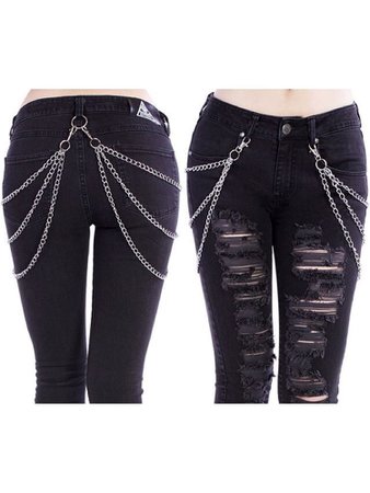ripped jeans with chains
