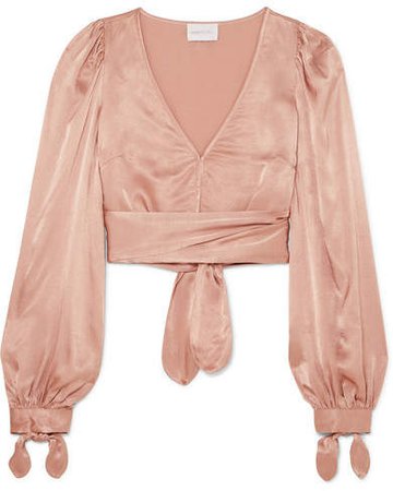 I Like That Cropped Satin Top - Sand