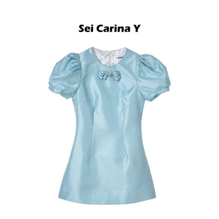 Sei Carina Y flower butterfly drill button puff sleeve dress 2022 new niche design top skirt trendy