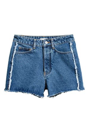 Frayed-hem Denim Shorts - Denim blue - Ladies | H&M US