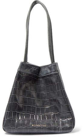 Rita Small Croc-effect Leather Bucket Bag - Gray