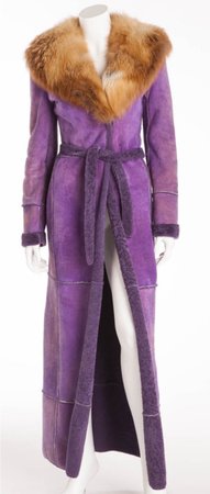 Dolce & Gabbana Purple Shearling Coat with Fox Fur Collar (Fall, 2000)
