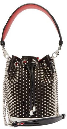 Marie Jane Satin And Leather Bucket Bag - Womens - Black Silver