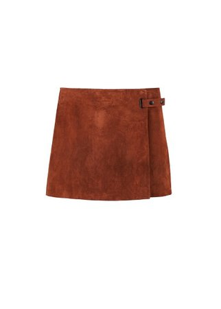MANGO Wrapped leather skirt
