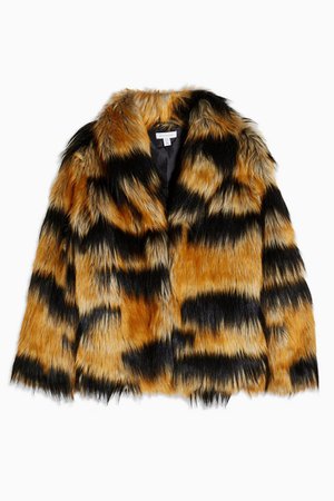 Tiger Faux Fur Coat | Topshop brown