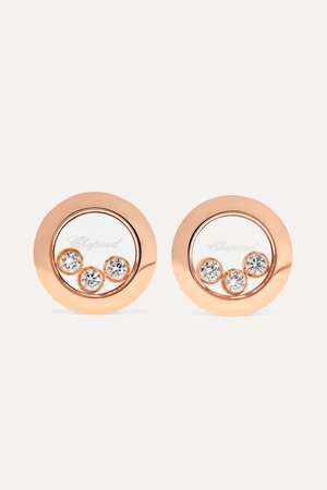 Rose gold Happy Diamonds 18-karat rose gold diamond earrings | Chopard | NET-A-PORTER
