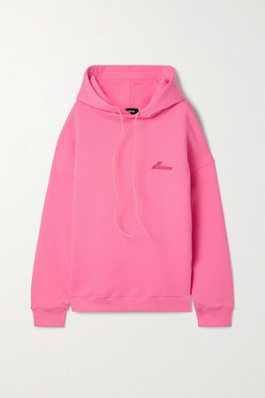 Pink Oversized appliquéd printed cotton-jersey hoodie | we11done | NET-A-PORTER
