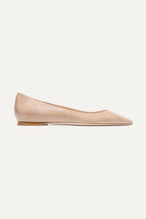 Neutral Romy patent-leather point-toe flats | Jimmy Choo | NET-A-PORTER