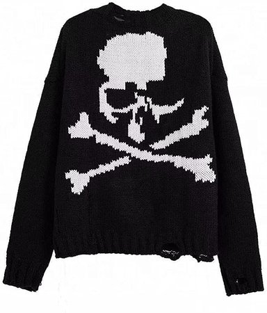Women's Skull Skeleton Graphic Y2K Argyle Preppy Style Knit Sweater Loose Oversized Long Sleeve Pullover Jumper Tops Brown at Amazon Women’s Clothing store