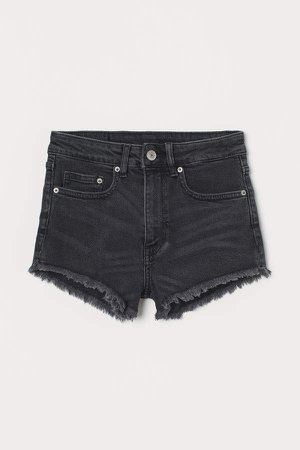 Short Denim Shorts - Black