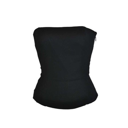 *clipped by @luci-her* Georgio Armani Black Silk Crepe Fully Lined Bustier