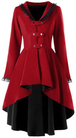 Amazon.com: Women Gothic Steampunk Button Tailcoat Lace Corset Halloween Costume Coat Jacket: Clothing