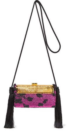 Bienen-Davis - Régine Tasseled Metallic Fil Coupé And Gold-dipped Shoulder Bag - Purple