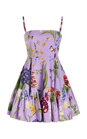 Floral Cotton Mini Dress By Oscar De La Renta | Moda Operandi