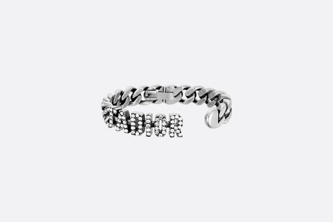 J'Adior Bracelet Antique Palladium-Finish Metal and White Crystals - products | DIOR