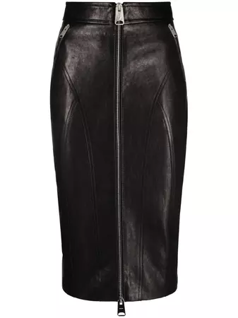 KHAITE Quincy zip-up Leather Midi Skirt - Farfetch