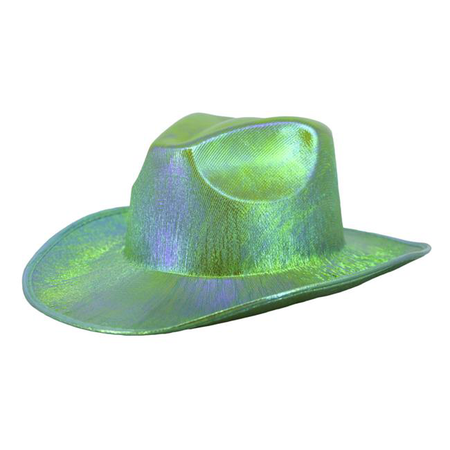 green iridescent cowboy hat