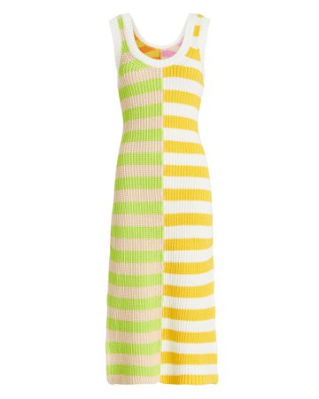 STAUD Seashore Striped Rib Knit Midi Dress | INTERMIX®