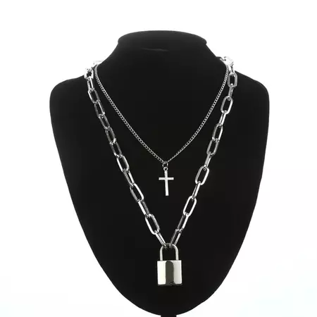 Lianfudai Lock Chain Necklace With A Padlock Pendants For Women Men Pu