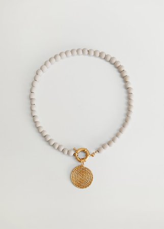 Geometric ceramics necklace - Plus sizes | Violeta by Mango Saudi Arabia