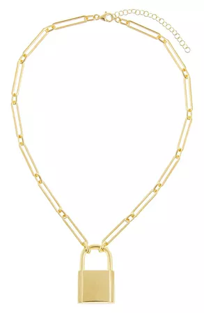 Adina's Jewels Open Link Lock Pendant Necklace | Nordstrom