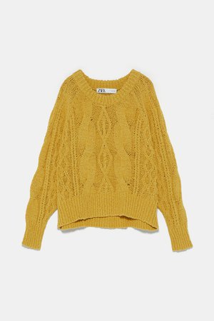 CABLE KNIT SWEATER | ZARA United States yellow