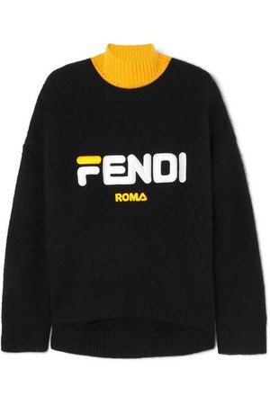 Fendi | Embroidered wool and cashmere-blend turtleneck sweater | NET-A-PORTER.COM