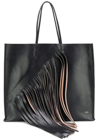 fringe embellished tote bag