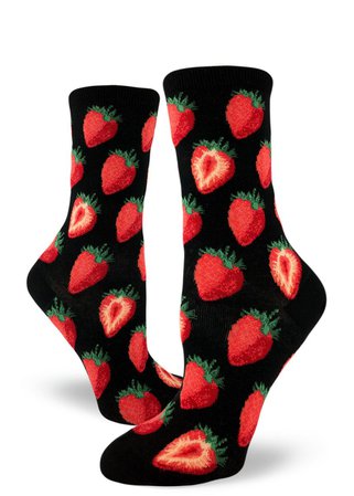 Strawberry Socks for Women | Cute Socks with Sweet Strawberries - Cute But Crazy Socks