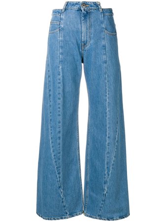 Blue Maison Margiela Panelled Wide Leg Jeans | Farfetch.com