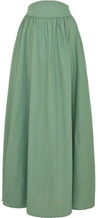 Anna Mason - Tati Gathered Swiss-dot Cotton Maxi Skirt - Green