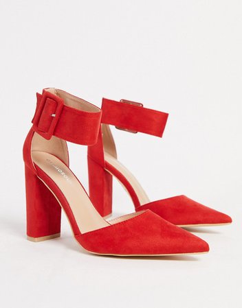 Красные туфли-лодочки на блочном каблуке с пряжкой Glamorous | ASOS