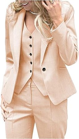 Amazon.com: Fashion 3 Pieces Set Office Wedding Tuxedos Party Lady Blazer Business Suit Women Suits (Blazer+Vest+Pants) : Clothing, Shoes & Jewelry
