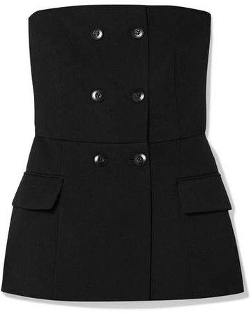 Double-breasted Wool-blend Twill Bustier Top - Black