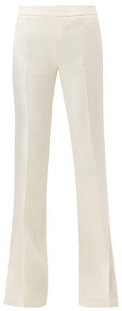 Flared Wool Crepe Trousers - Womens - Ivory