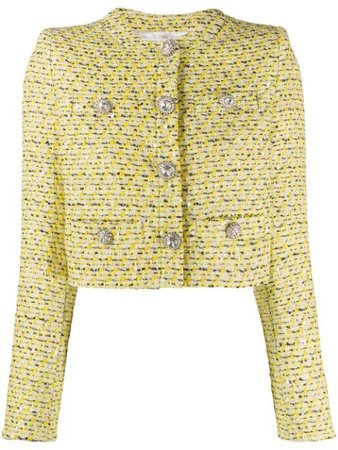 Alessandra Rich crystal-button Tweed Jacket - Farfetch