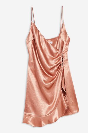Copper Mini Ruffle Slip Dress | Topshop