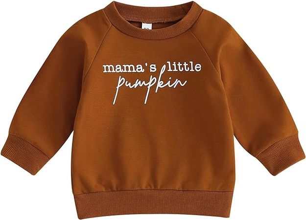Amazon.com: Engofs Toddler Baby Boy Girl Halloween Outfit Pumpkin Letters Crewneck Sweatshirt Pullover Top Fall Winter Clothes Beige 12-18 Months: Clothing, Shoes & Jewelry