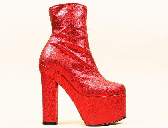 90s 70s Vtg El Dante's Red Glitter 100% Leather Sky High | Etsy