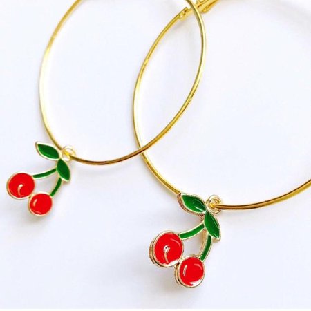 Cherry hoop earrings | Etsy