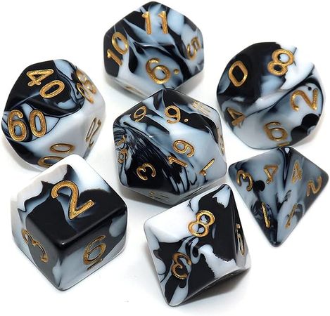 Amazon.com: CREEBUY DND Dice Set Dark Blue Mix Black Nebula Dice for Dungeon and Dragons D&D RPG Role Playing Games 7Pcs Polyhedral Dice with Dice Bag : Toys & Games
