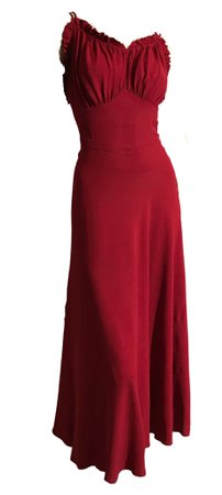 Rose Red Crepe Rayon Ruffled Sleeveless Dress with Art Deco Jacket cir – Dorothea's Closet Vintage