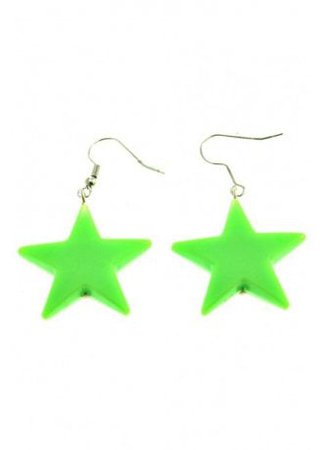 Neon Green Star Earrings | Attitude Clothing