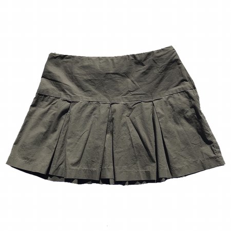 olive green pleated mini skirt