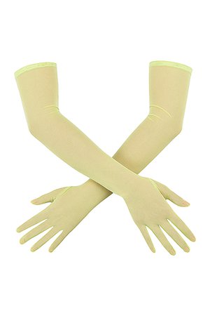 Accessories : 'Esther' Lime Mesh Opera-length Gloves